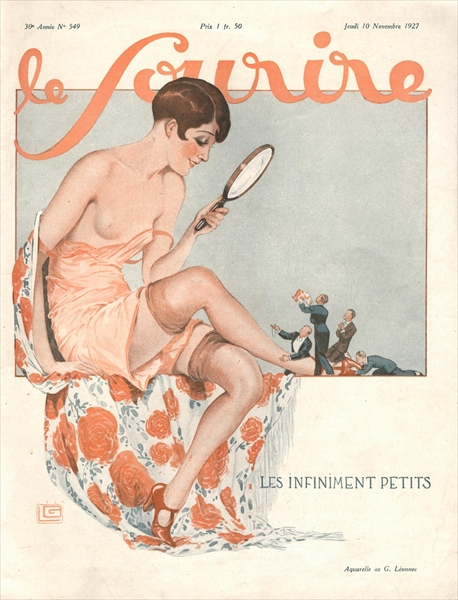 Front cover of ''Le Sourire'', November 1927 (colour litho)  von Georges Leonnec