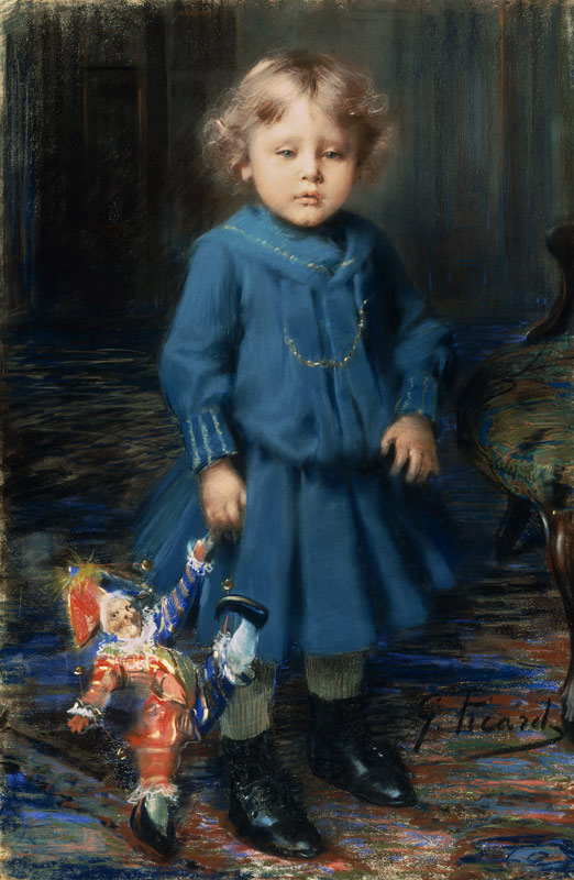 Porträt eines Kindes mit seiner Puppe. von Georges Picard