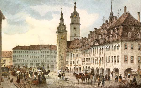 Chemnitz, Markt ,  nach Zeichnung von Ludwig Rohbock von Georg Michael Kurz