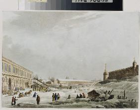 Blick auf die Eisbahn während des Karnevals in Moskau 1813