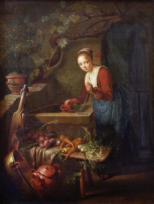 Gerard Dou / Kitchen Maid by the well von Gerard Dou