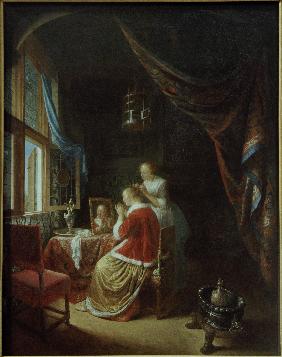 Gerrit Dou, Lady at Dressing Table /Ptg.