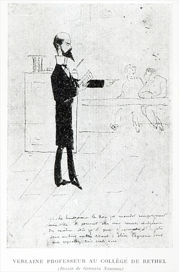 Verlaine teaching at the Institution Notre-Dame in Rethel, 1877-79 (pen, ink & crayon) von Germain Nouveau