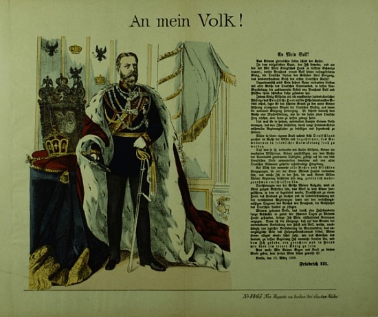 Copy of a declaration from Frederick III to his subjects, 12th March 1888 von German School