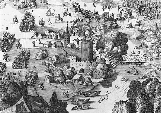General view of the battle of Muhlberg, detail, 24th April 1547  (see also 217805, 217806) von German School