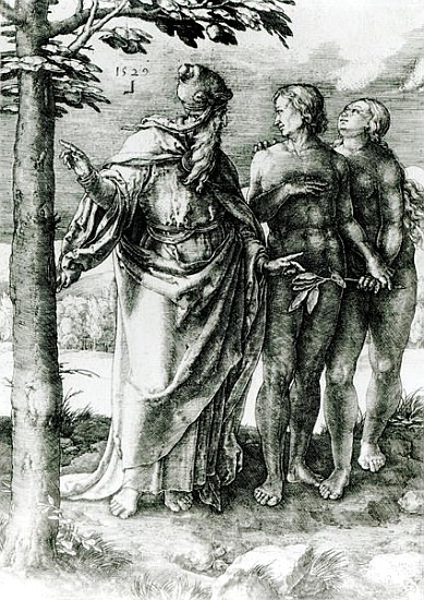 God shows Adam and Eve the Tree of Life in the Garden of Eden von German School