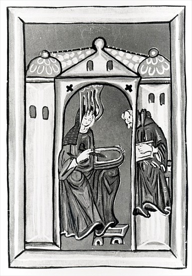 Hildegard of Bingen receiving the Light from Heaven, c.1151 von German School