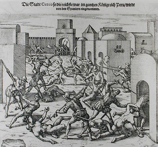Siege of Cuzco Francis Pizarro (1475-1541) in 1531-32 von German School
