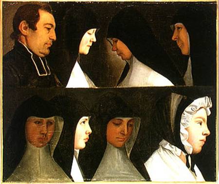 Study of Nuns, a Novice and an Abbot von German School