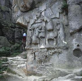 Christ being taken down from the Cross, Externsteine (rock carving) 18th