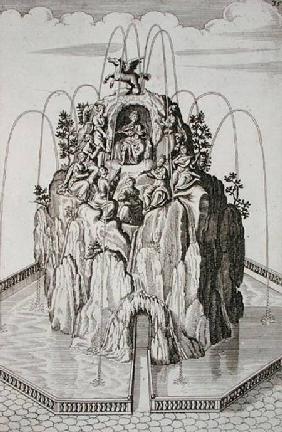 Fountain design, from 'Architectura Curiosa Nova', by Georg Andreas Bockler (1617-85) published