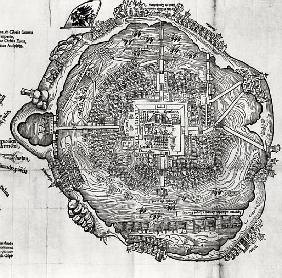 Map of Tenochtitlan from ''Praeclara Ferdinandi Cortesii de Nova Maris Oceani Hispania Narrati''