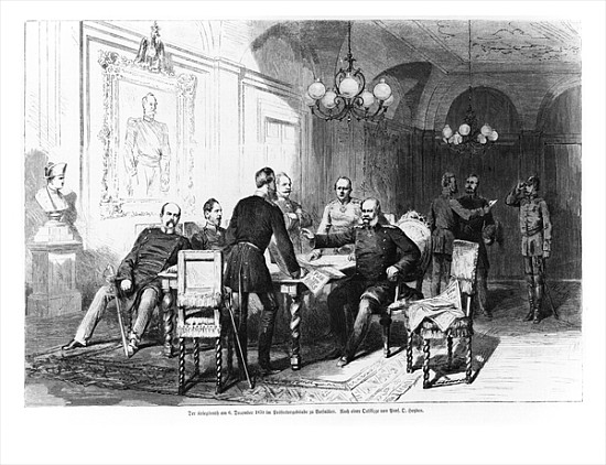 War council at Versailles Prefecture on 6th December 1870, illustration from ''Illustrierte Zeitung' von German School