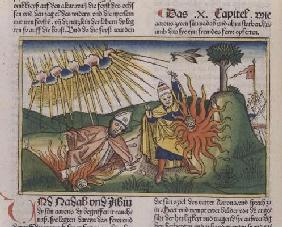 Leviticus 10 1-2 Nadab and Abihu offer unholy fire and die (coloured woodcut) 19th