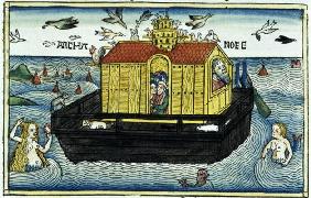 Genesis 6:11-24 Noah's Ark, from the Nuremberg Bible (coloured woodcut) 1596