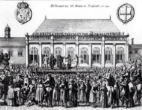 Execution of Charles I (1600-49) at Whitehall, January 30th 1649 (engraving) (b&w photo) 18th