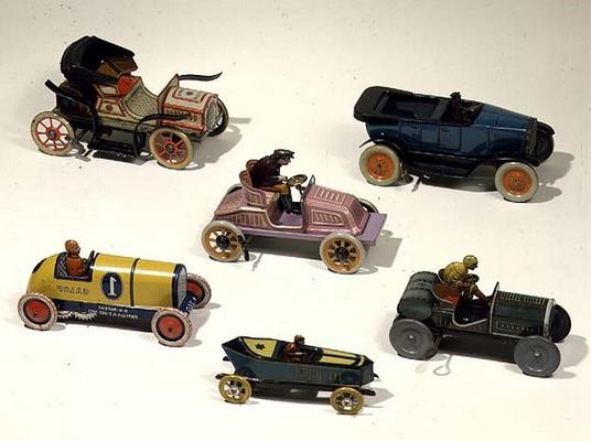 German toy cars, 1900-30 (tin) von German School, (20th century)