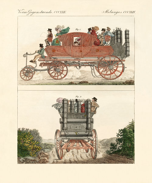 Gurney's steam coach von German School, (19th century)