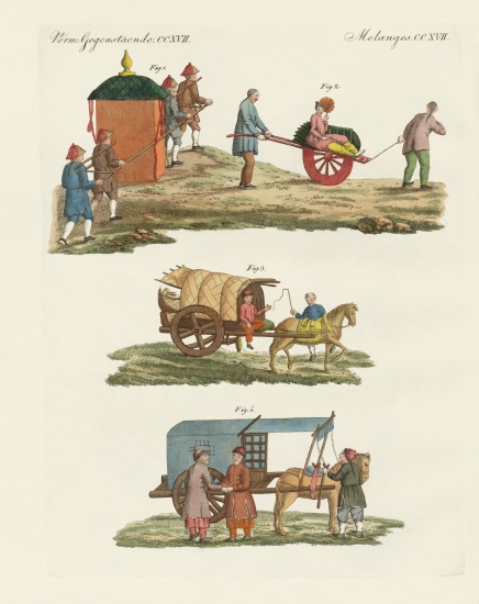 Cart and way of travelling in China von German School, (19th century)