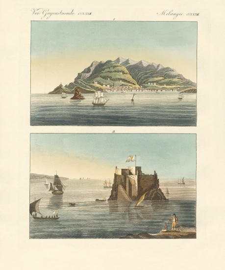 The city of Funchal and Fort Loo of the island of Madeira von German School, (19th century)