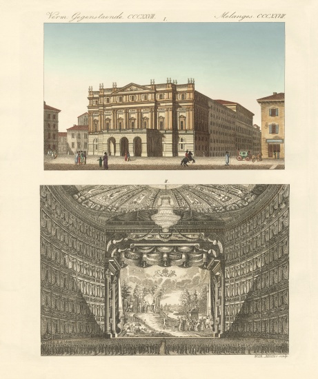 The theatre Della Scala in Milan von German School, (19th century)