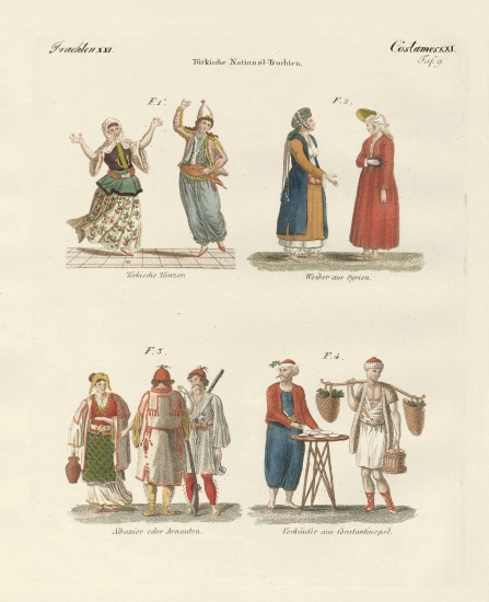 Turkish national costumes von German School, (19th century)