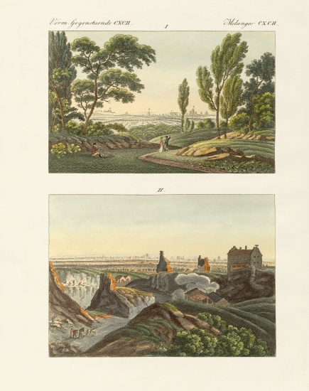Two views of Paris von German School, (19th century)