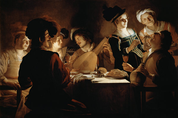 A Feast with a Lute PLayer von Gerrit van Honthorst