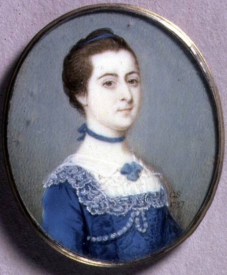 Portrait Miniature of a Lady in a Blue Dress von Gervase Spencer