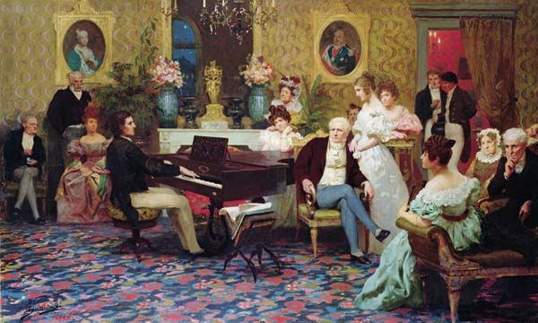 Chopin spielt ein Klavierkonzert im Radziwill-Palais von Henryk  G.I. Semiradski