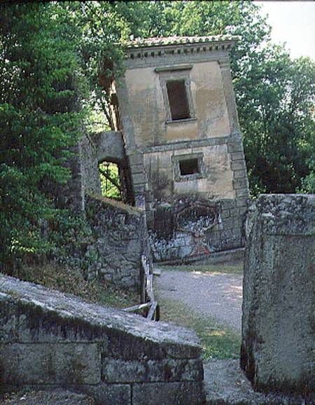 The Leaning House, from the Parco dei Mostri (Monster Park) gardens laid out between 1550-63 by the von Giacomo Barozzi  da Vignola