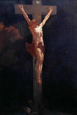 Christ on the Cross (oil on canvas) 17th