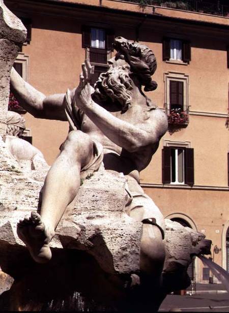 The Fountain of the Four Rivers, detail of figure representing the river Danube von Gianlorenzo Bernini