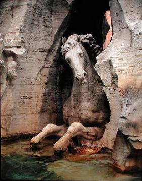 The Fountain of the Four Rivers, detail of a horse, 1648-51 (granite, marble & travertine)