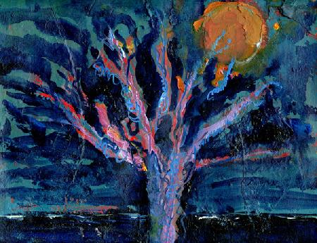 Tree and Strawberry Moon 2016