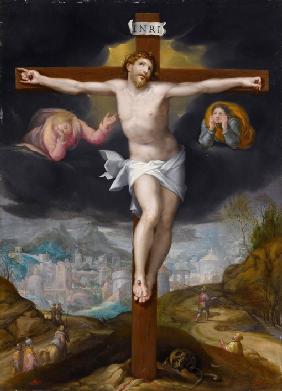 Christus am Kreuz mit zwei Engeln