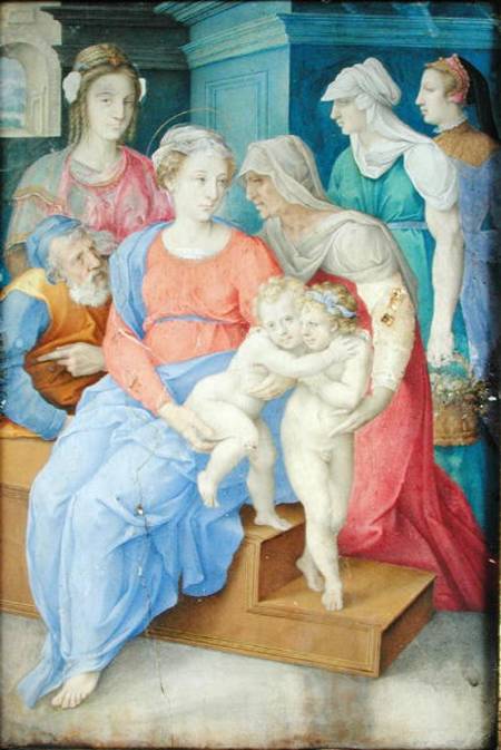 The Holy Family with St. Elizabeth, St. John the Baptist and Three Noblewomen von Giorgio Giulio Clovio