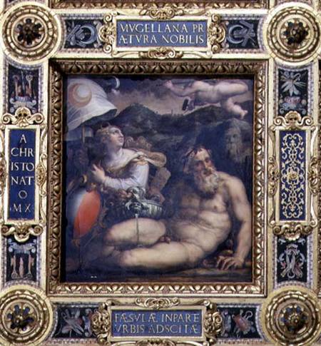 Allegory of the town of Fiesole from the ceiling of the Salone dei Cinquecento von Giorgio Vasari