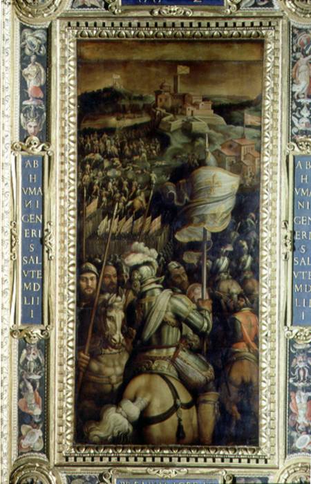 The Capture of the Fortress of Monastero from the ceiling of the Salone dei Cinquecento von Giorgio Vasari