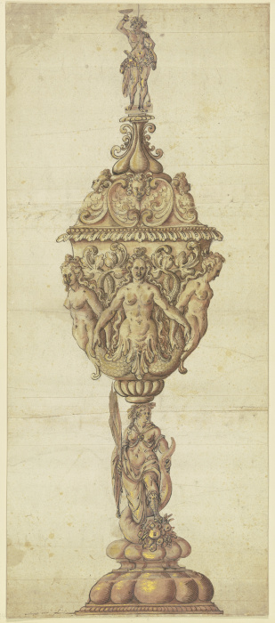 Figürlich verzierter Deckelportal mit bekrönender Bacchusstatuette von Giorgio Vasari