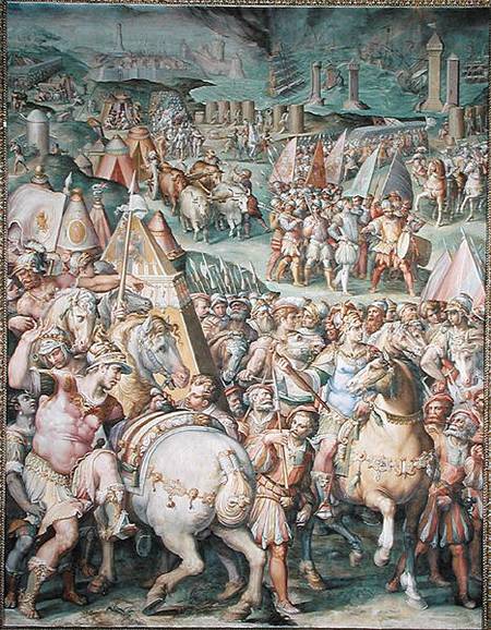 The Siege of Livorno by Maximilian I (1459-1519) from the Salone dei Cinquecento von Giorgio Vasari