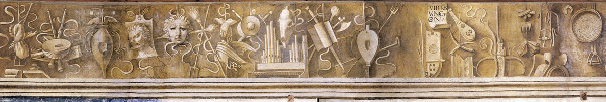 Arti liberali. Fries mit Grisaille-Freske im Casa Pellizzari von Giorgione