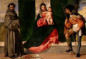 Die Jungfrau mit dem Kind zwischen den hll. Rochus und Antonius. von Giorgione (eigentl. Giorgio Barbarelli oder da Castelfranco)
