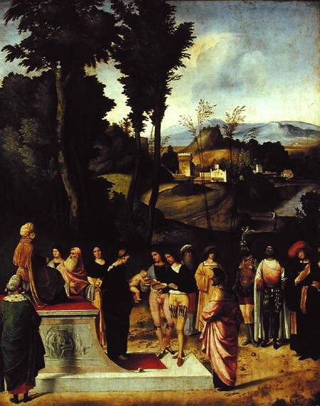 Moses being tested by the Pharaoh von Giorgione (eigentl. Giorgio Barbarelli oder da Castelfranco)