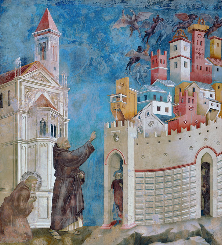 Der Hl. Franziskus befreit die Stadt Arezzo von Daemonen von Giotto (di Bondone)