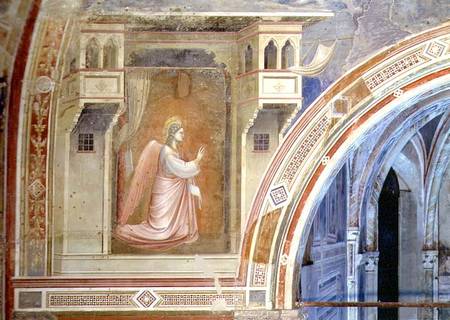 The Annunciation, detail of the Angel Gabriel, from the lunette above the altar von Giotto (di Bondone)