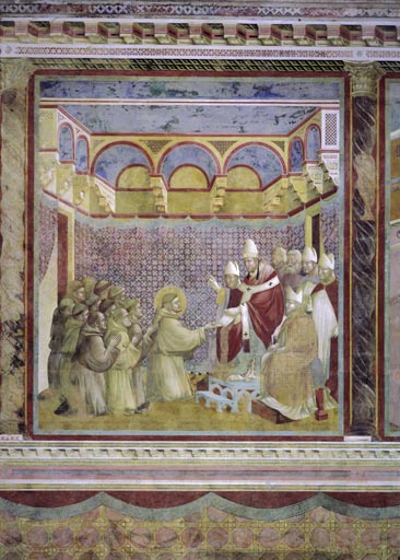 Die Bestaetigung der Ordensregel des hl. Franziskus durch Papst Innozenz III. von Giotto (di Bondone)