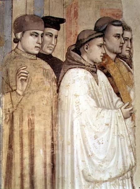 The Death of St. Francis, detail of the standing mourners on the left hand side, from the Bardi chap von Giotto (di Bondone)