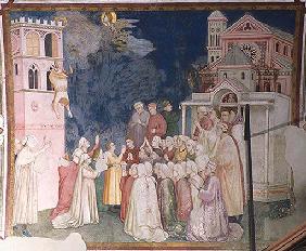 Der hl. Franziskus erweckt einen aus dem Fenster gestuerzten Knaben wieder zum Leben 1320