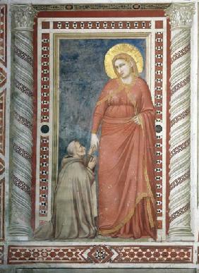 Der Bischof Teobaldo Pontano im Pilgergewand vor der hl. Maria Magdalena kniend 1320